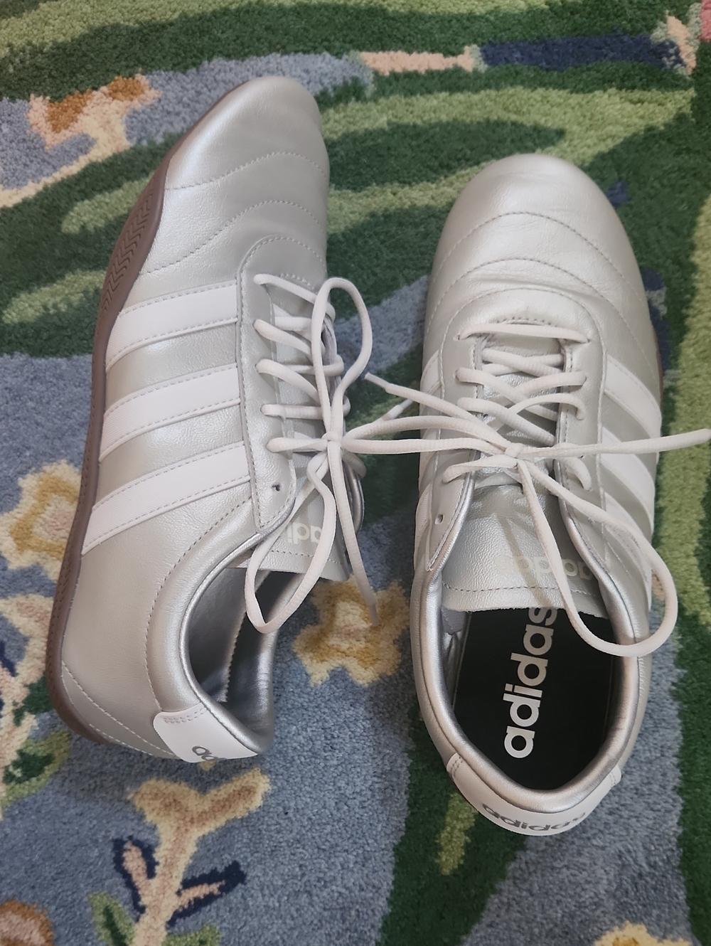 Adidas Silver and White Sneakers